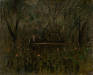 In de tuin aan tafel door Laszlo Mednyanszky